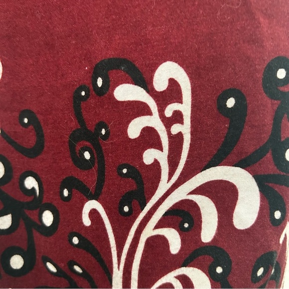 Burgundy Smocked Waist Pants Boho Harem Lounge Pattern Festival Size Small - Picture 6 of 10